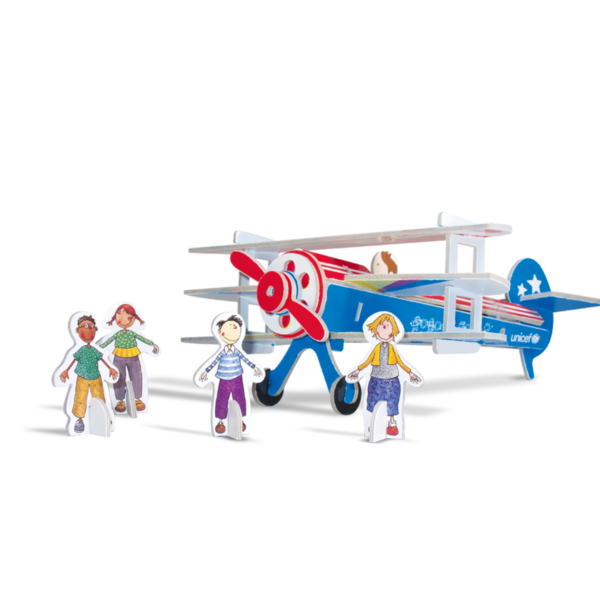 Puzzle 3D con forma de avión, con figuras de niños