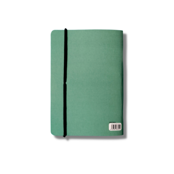 Trasera del cuaderno de bolsillo "children today" en color verde granito