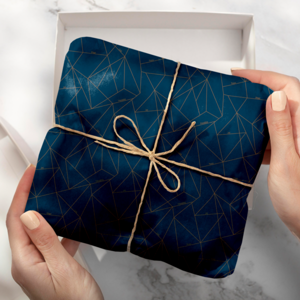 Imagen de paquete de regalo envuelto en el papel de regalo geometric