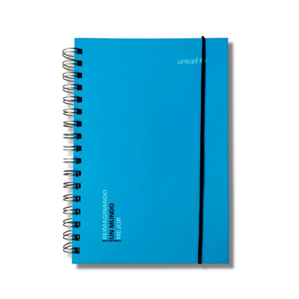 Imagen portada del cuaderno A5 de color azul cian