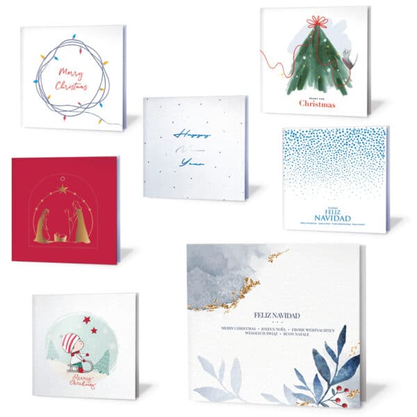 7 modelos de distinto diseño de la colección arte 14 de tarjetas de felicitación de navidad solidarias UNICEF