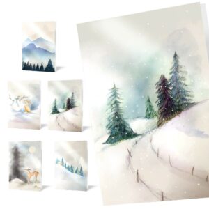 10 TARJETAS DE NAVIDAD "SNOWY SCENES"