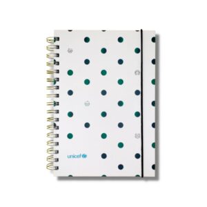 Imagen portada del cuaderno A5 con estampado de topos