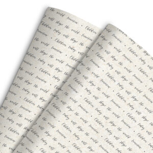 Papel de regalo solidario con acabado rústico y la frase children today will shape the world tomorrow